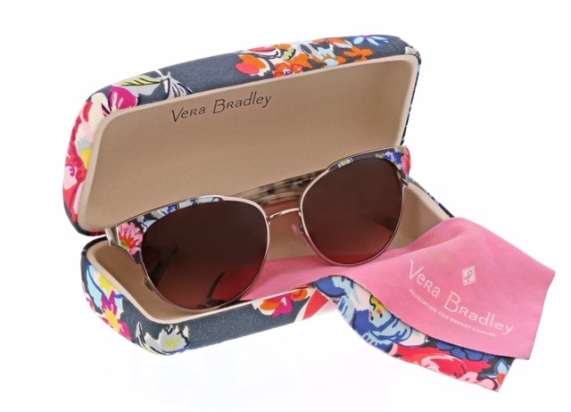 Darla J Breast Cancer Awareness Sunglasses in their Floral Case.